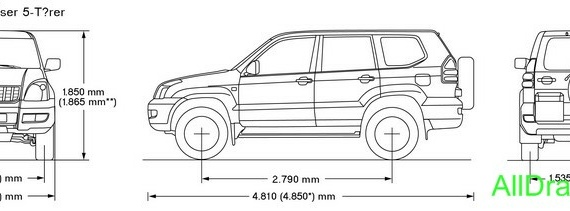 Toyota Land Cruiser 90 Prado 5door (2003) (Toyota LandCruiser 90 Prado 5 door (2003)) - drawings (drawings) of the car